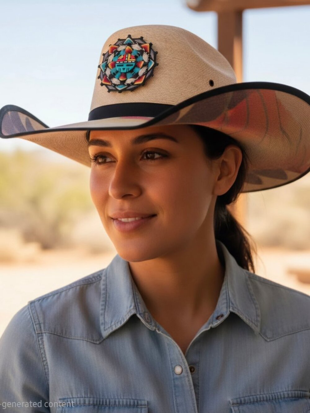 Rare Charlie 1 Horse Be Brave Hat with Navajo Mandala
